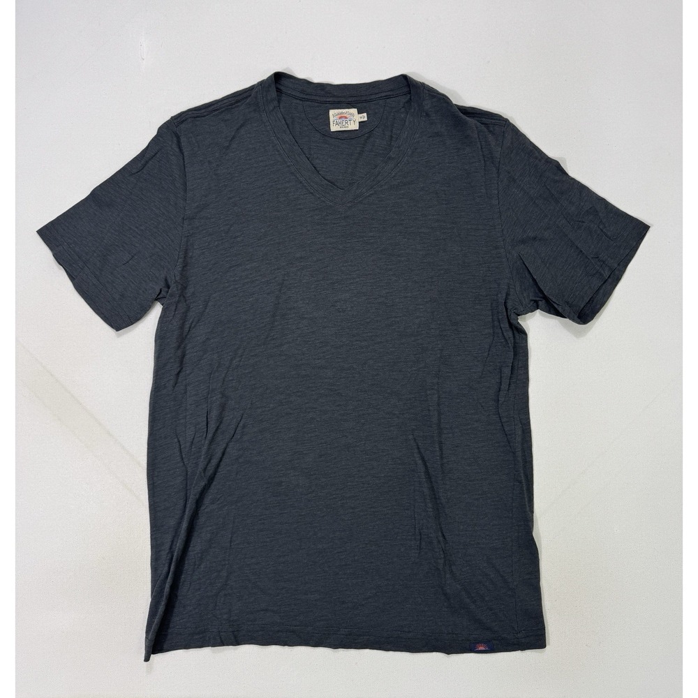 Faherty Mens Medium Black Sunwashed Cotton V-Neck Pocket T-Shirt MKS2200-BLK M